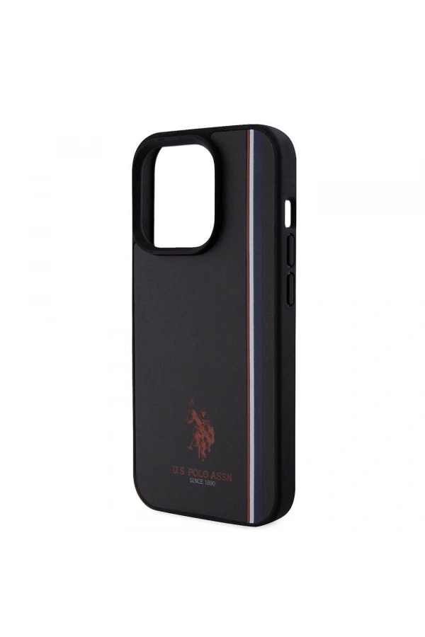 Apple iPhone 15 Pro Kılıf U.S. Polo Assn. Orjinal Lisanslı Üç Renk Şerit Tasarımlı Baskı Logolu Kapak