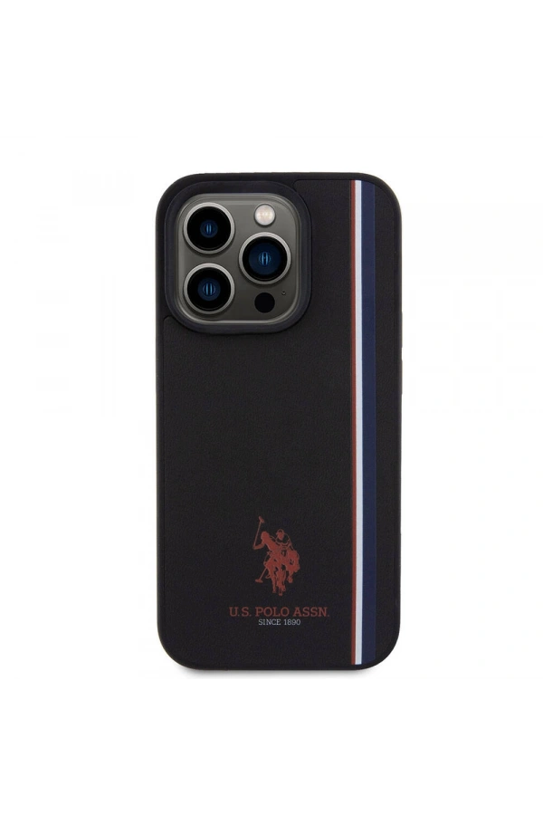 Apple iPhone 15 Pro Kılıf U.S. Polo Assn. Orjinal Lisanslı Üç Renk Şerit Tasarımlı Baskı Logolu Kapak