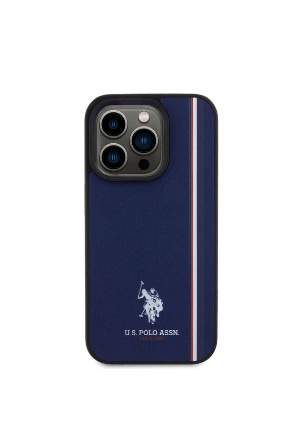 Apple iPhone 15 Pro Kılıf U.S. Polo Assn. Orjinal Lisanslı Üç Renk Şerit Tasarımlı Baskı Logolu Kapak