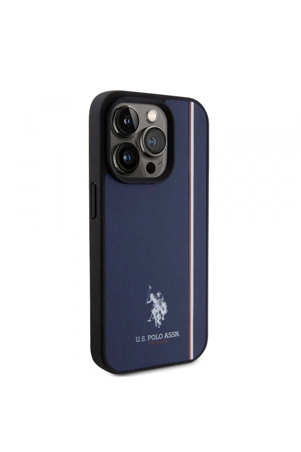 Apple iPhone 15 Pro Kılıf U.S. Polo Assn. Orjinal Lisanslı Üç Renk Şerit Tasarımlı Baskı Logolu Kapak