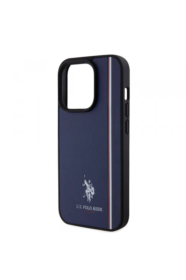 Apple iPhone 15 Pro Kılıf U.S. Polo Assn. Orjinal Lisanslı Üç Renk Şerit Tasarımlı Baskı Logolu Kapak