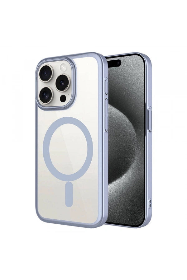 Apple iPhone 15 Pro Kılıf Wireless Şarj Özellikli Sert PC Zore Mat Riksos M-safe Kapak