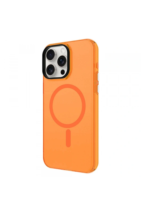 Apple iPhone 15 Pro Kılıf Zore M-safe Şarj Özellikli Buzlu Transparan C-Pro Sert Kapak