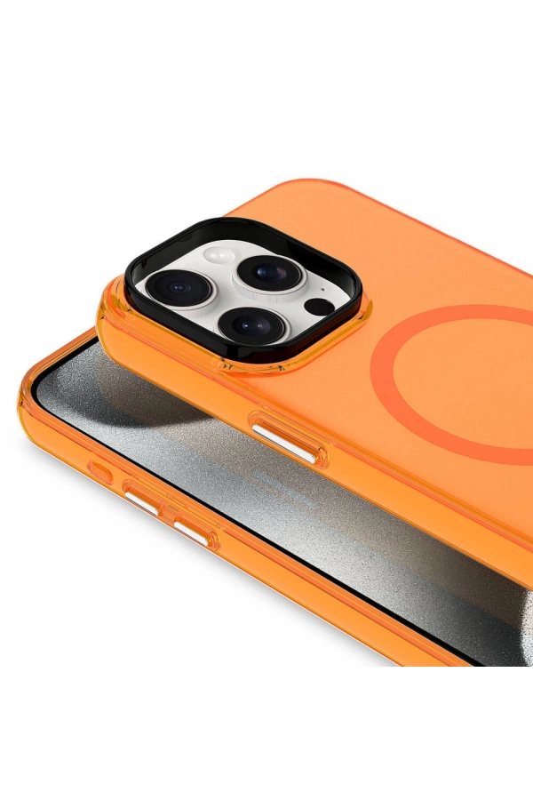 Apple iPhone 15 Pro Kılıf Zore M-safe Şarj Özellikli Buzlu Transparan C-Pro Sert Kapak