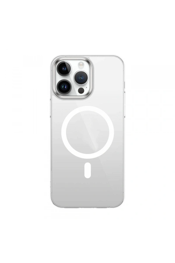 Apple iPhone 15 Pro Kılıf Zore Wireless Şarj Özellikli Şeffaf G-Glass Kapak