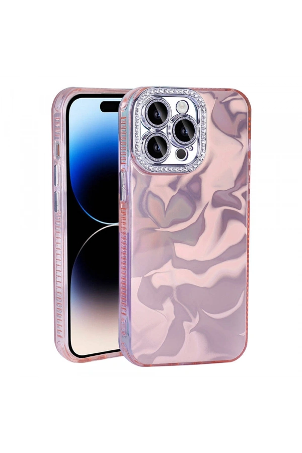 Apple iPhone 15 Pro Max Kılıf Airbagli Parlak Taş Detay Tasarımlı Zore Esila Kapak