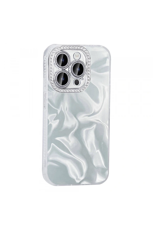 Apple iPhone 15 Pro Max Kılıf Airbagli Parlak Taş Detay Tasarımlı Zore Esila Kapak