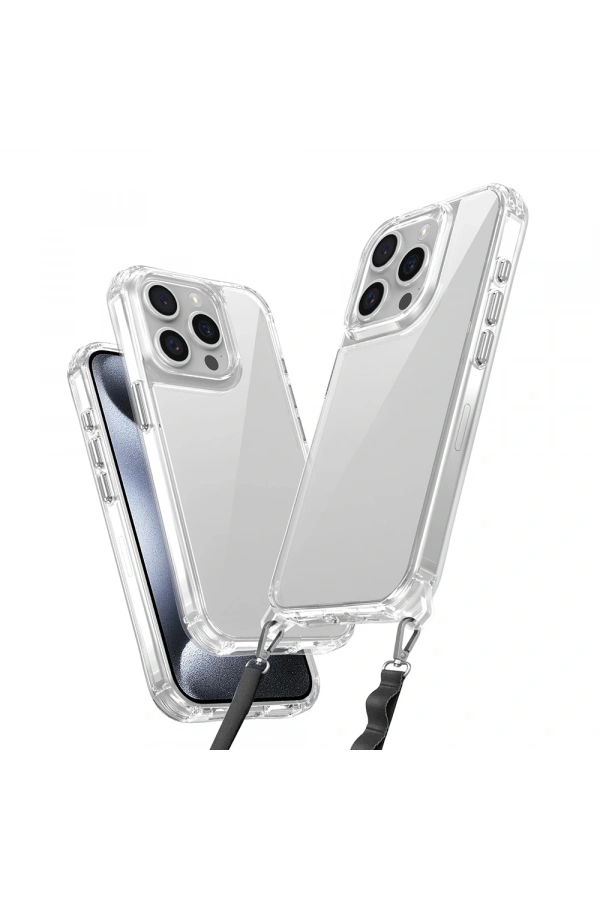 Apple iPhone 15 Pro Max Kılıf Airbagli Takılabilir Askı Aparatlı Zore Snap Silikon Kapak