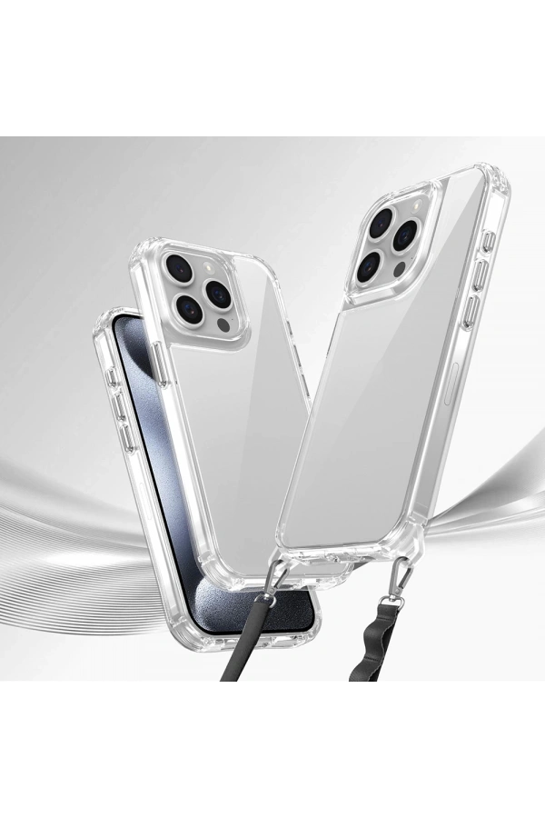 Apple iPhone 15 Pro Max Kılıf Airbagli Takılabilir Askı Aparatlı Zore Snap Silikon Kapak