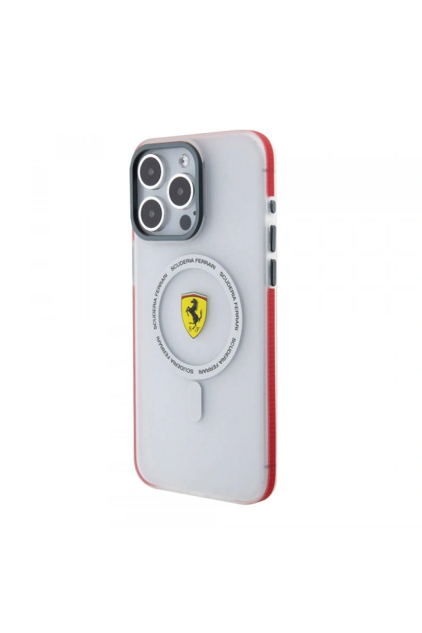 Apple iPhone 15 Pro Max Kılıf Ferrari Orjinal Lisanslı M-safe Şarj Özellikli Kontrast Bumper SF Ring Kapak