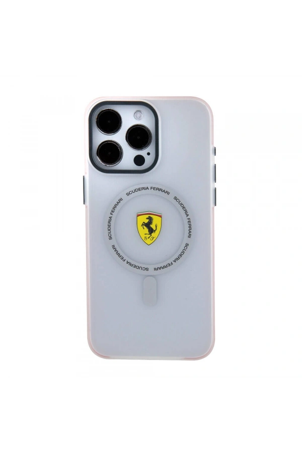 Apple iPhone 15 Pro Max Kılıf Ferrari Orjinal Lisanslı M-safe Şarj Özellikli Kontrast Bumper SF Ring Kapak