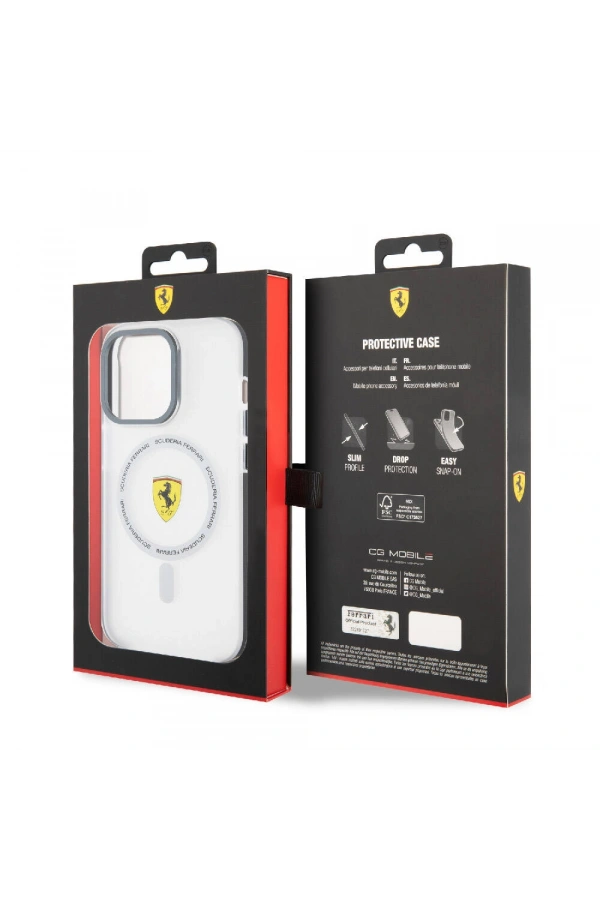 Apple iPhone 15 Pro Max Kılıf Ferrari Orjinal Lisanslı M-safe Şarj Özellikli Kontrast Bumper SF Ring Kapak