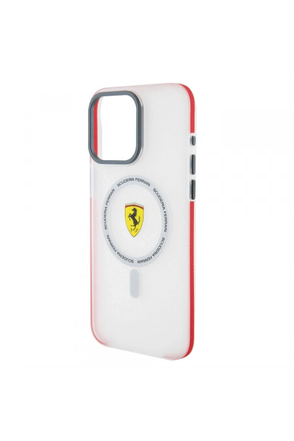 Apple iPhone 15 Pro Max Kılıf Ferrari Orjinal Lisanslı M-safe Şarj Özellikli Kontrast Bumper SF Ring Kapak