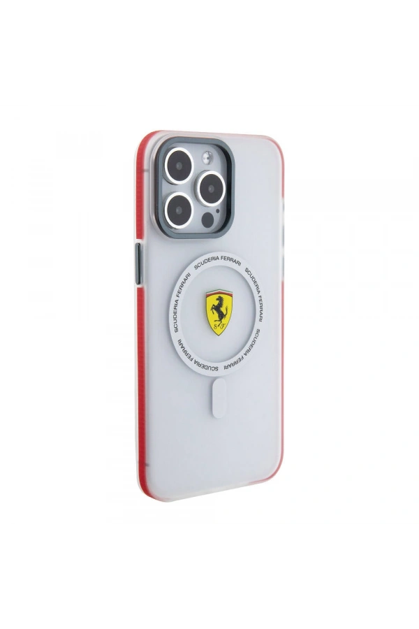 Apple iPhone 15 Pro Max Kılıf Ferrari Orjinal Lisanslı M-safe Şarj Özellikli Kontrast Bumper SF Ring Kapak