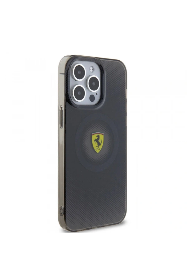Apple iPhone 15 Pro Max Kılıf Ferrari Orjinal Lisanslı M-safe Şarj Özellikli Parçalanan Noktalar Desenli Kapak