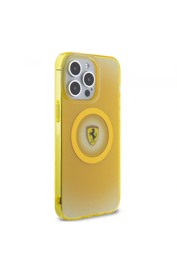 Apple iPhone 15 Pro Max Kılıf Ferrari Orjinal Lisanslı M-safe Şarj Özellikli Parçalanan Noktalar Desenli Kapak