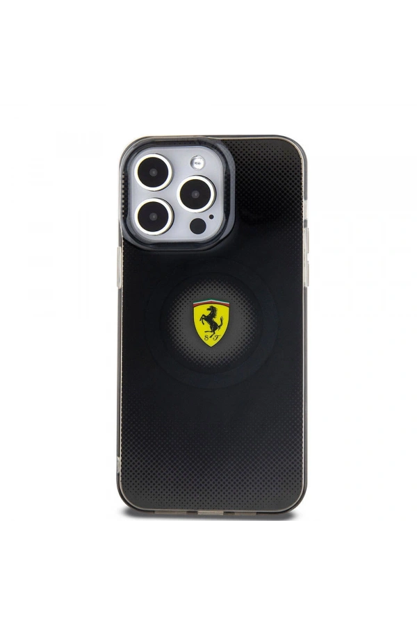 Apple iPhone 15 Pro Max Kılıf Ferrari Orjinal Lisanslı M-safe Şarj Özellikli Parçalanan Noktalar Desenli Kapak