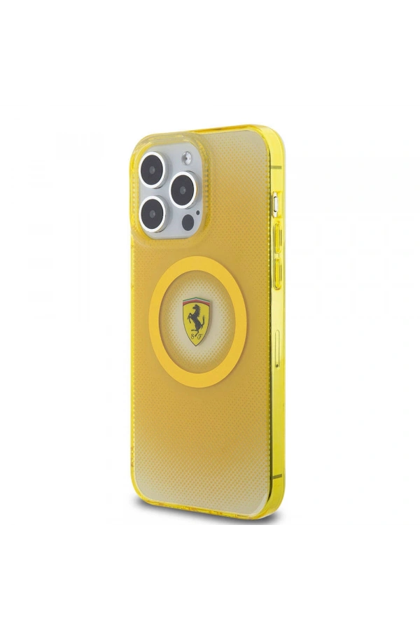 Apple iPhone 15 Pro Max Kılıf Ferrari Orjinal Lisanslı M-safe Şarj Özellikli Parçalanan Noktalar Desenli Kapak