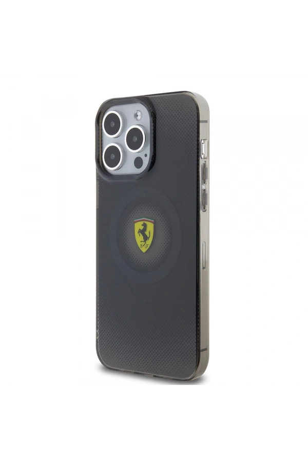 Apple iPhone 15 Pro Max Kılıf Ferrari Orjinal Lisanslı M-safe Şarj Özellikli Parçalanan Noktalar Desenli Kapak