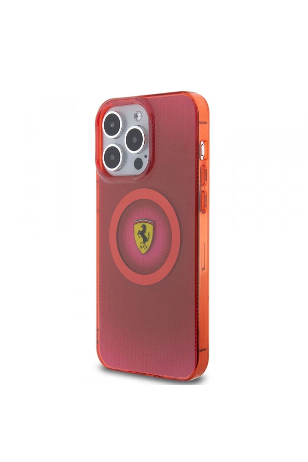 Apple iPhone 15 Pro Max Kılıf Ferrari Orjinal Lisanslı M-safe Şarj Özellikli Parçalanan Noktalar Desenli Kapak