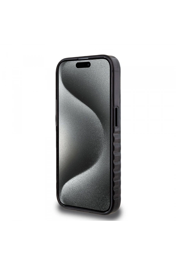 Apple iPhone 15 Pro Max Kılıf Ferrari Orjinal Lisanslı M-safe Şarj Özellikli Tırtıklı Kenar Tasarımlı Ortalanmış Logo Kapak