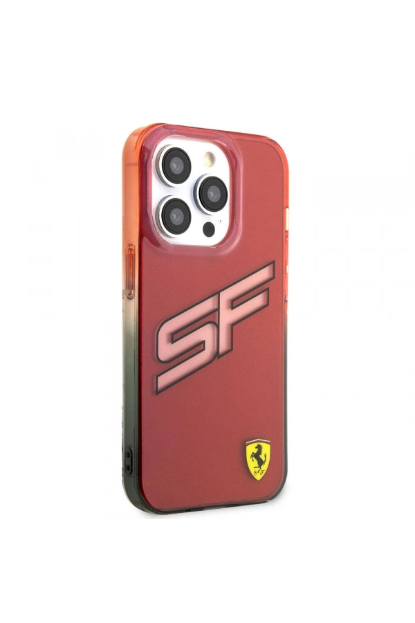 Apple iPhone 15 Pro Max Kılıf Ferrari Orjinal Lisanslı Transparan SF Yazılı Kenarları Renk Geçişli Kapak