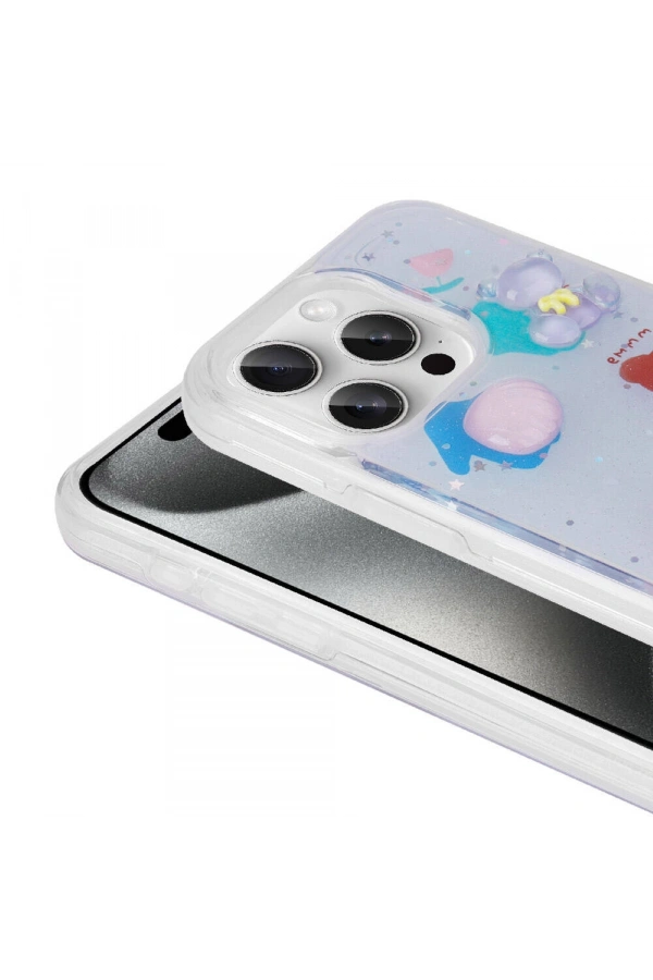 Apple iPhone 15 Pro Max Kılıf Kabartma Figürlü Parlak Zore Minimini Silikon Kapak