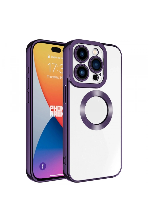 Apple iPhone 15 Pro Max Kılıf Kamera Korumalı Logo Gösteren Zore Omega Kapak