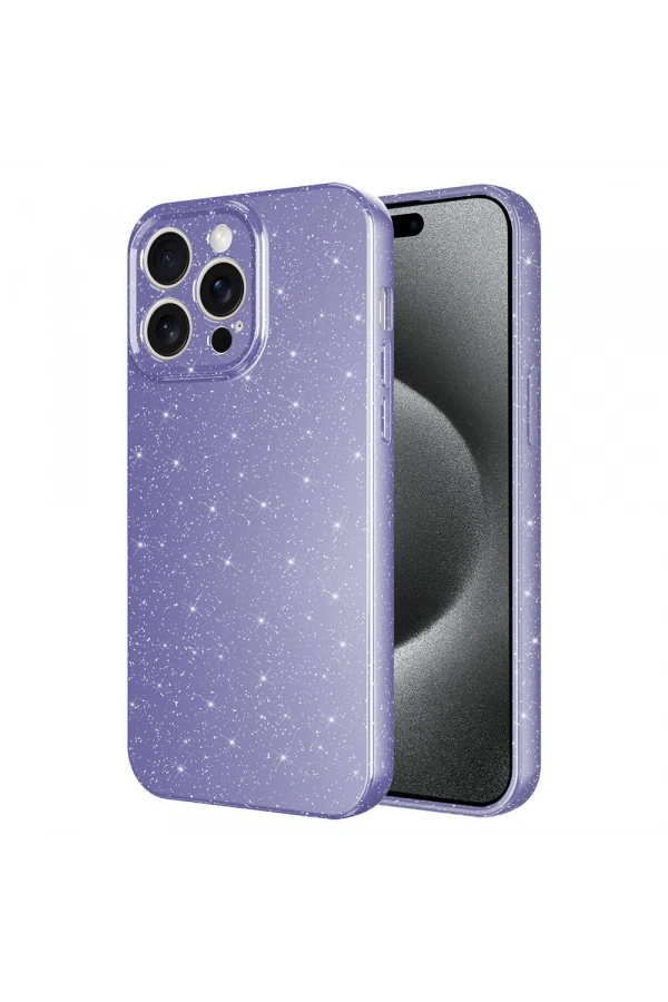 Apple iPhone 15 Pro Max Kılıf Kamera Korumalı Simli Lüks Zore Koton Kapak