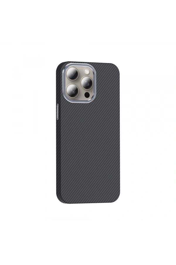 Apple iPhone 15 Pro Max Kılıf M-safe Şarj Özellikli Karbon Fiber Görünümlü Zore Gros Kapak