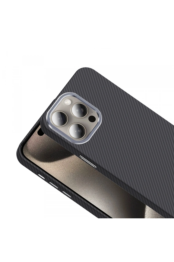Apple iPhone 15 Pro Max Kılıf M-safe Şarj Özellikli Karbon Fiber Görünümlü Zore Gros Kapak