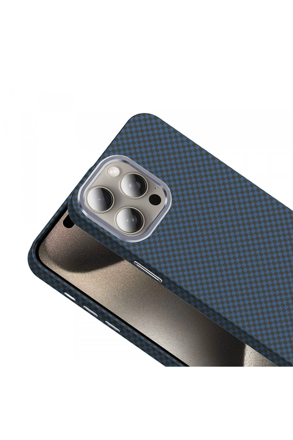 Apple iPhone 15 Pro Max Kılıf M-safe Şarj Özellikli Karbon Fiber Görünümlü Zore Gros Kapak