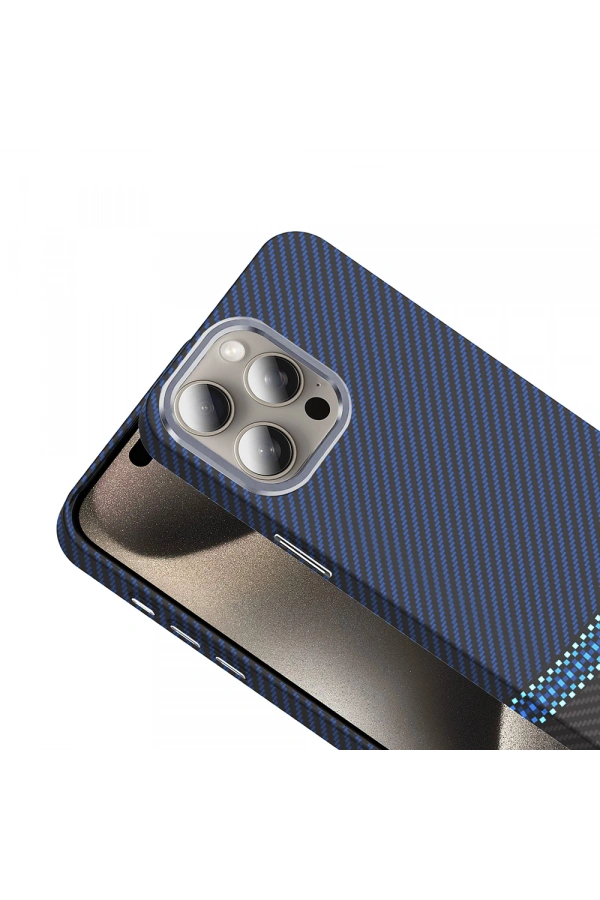 Apple iPhone 15 Pro Max Kılıf M-safe Şarj Özellikli Karbon Fiber Görünümlü Zore Gros Kapak
