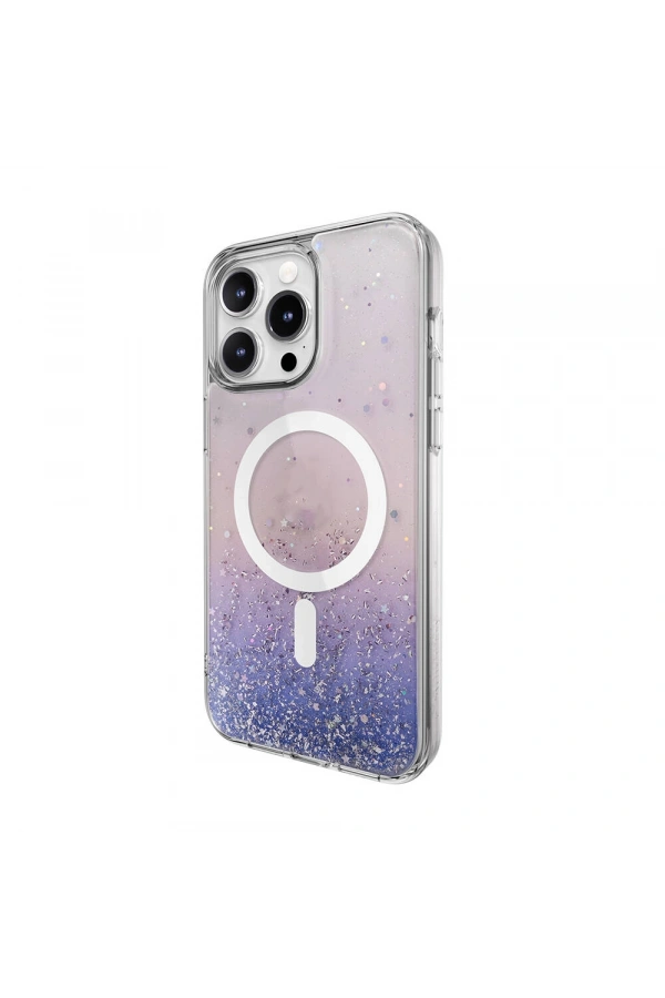 Apple iPhone 15 Pro Max Kılıf M-safe Şarj Özellikli Parlayan Simli Şeffaf Lisanslı Switcheasy Starfield-M Kapak