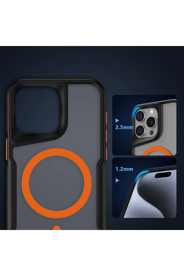 Apple iPhone 15 Pro Max Kılıf M-safe Şarj Özellikli Renkli Kenar Airbag Şeritli Zore Lamer Kapak