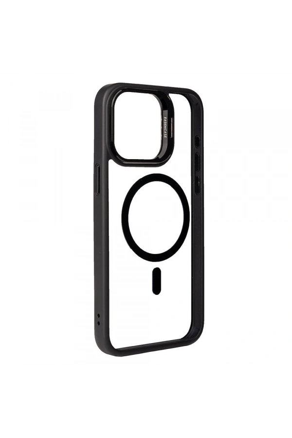 Apple iPhone 15 Pro Max Kılıf M-safe Şarj Özellikli Standlı Zore M-safe Klon Lensli Kapak