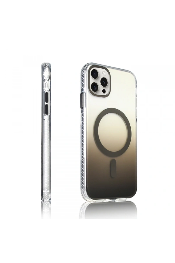 Apple iPhone 15 Pro Max Kılıf M-safe Şarj Özellikli Transparan Renk Geçişli Zore Toros Kapak