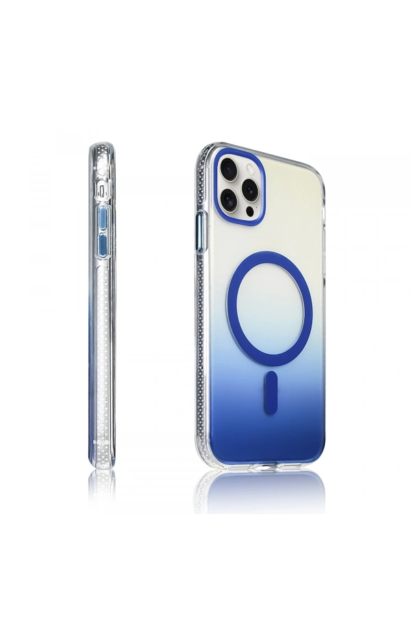 Apple iPhone 15 Pro Max Kılıf M-safe Şarj Özellikli Transparan Renk Geçişli Zore Toros Kapak