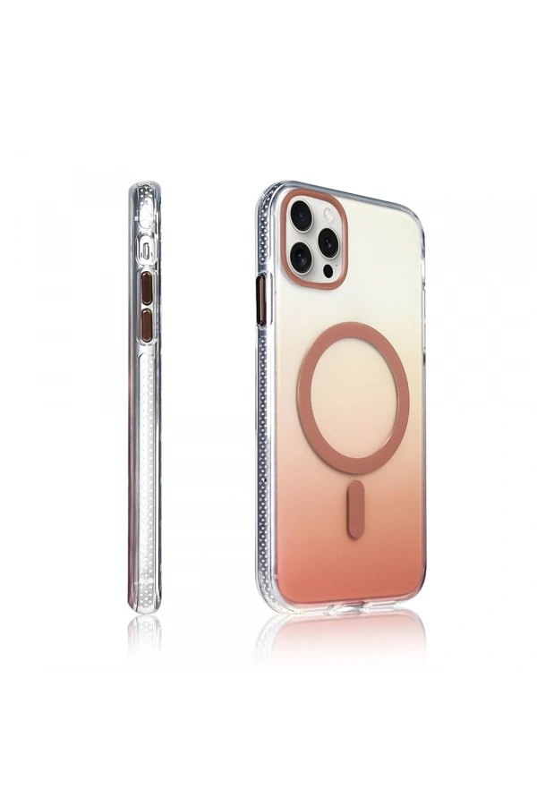 Apple iPhone 15 Pro Max Kılıf M-safe Şarj Özellikli Transparan Renk Geçişli Zore Toros Kapak