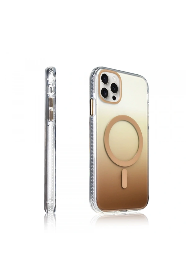 Apple iPhone 15 Pro Max Kılıf M-safe Şarj Özellikli Transparan Renk Geçişli Zore Toros Kapak