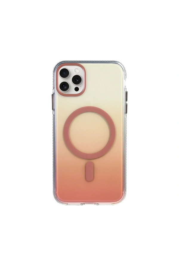 Apple iPhone 15 Pro Max Kılıf M-safe Şarj Özellikli Transparan Renk Geçişli Zore Toros Kapak