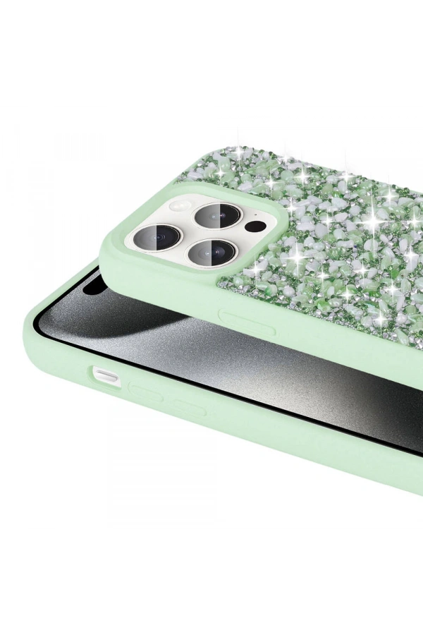 Apple iPhone 15 Pro Max Kılıf Parlak Taşlı Tasarım Zore Linea Diamond Kapak