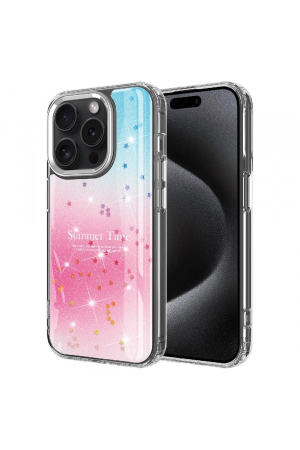 Apple iPhone 15 Pro Max Kılıf Simli Desenli Parlak Zore Task Kapak