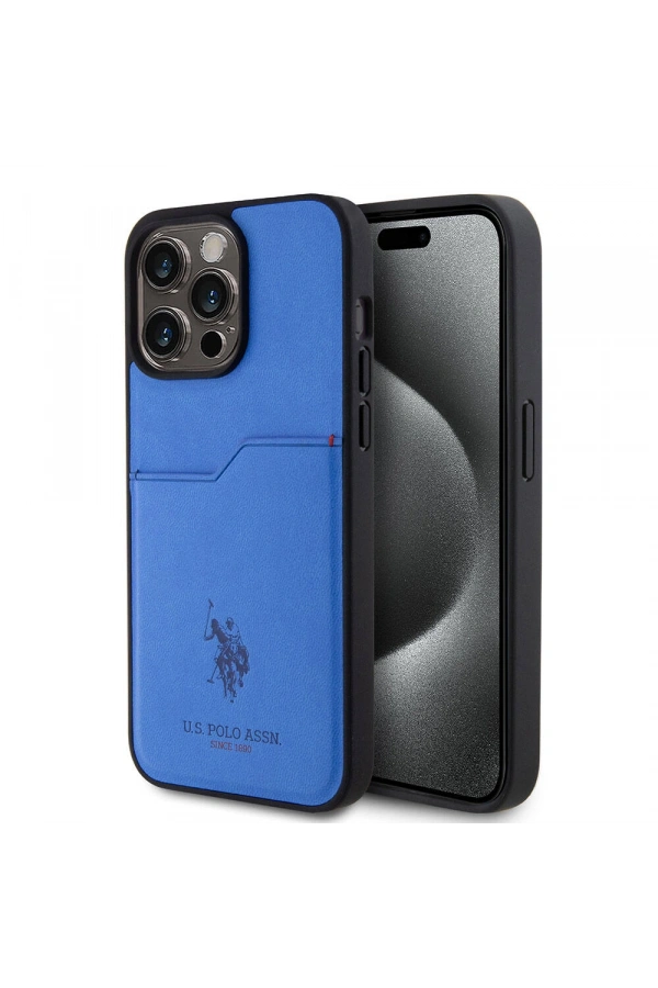 Apple iPhone 15 Pro Max Kılıf U.S. Polo Assn. Orjinal Lisanslı Baskı Logolu PU Kartlıklı Kapak