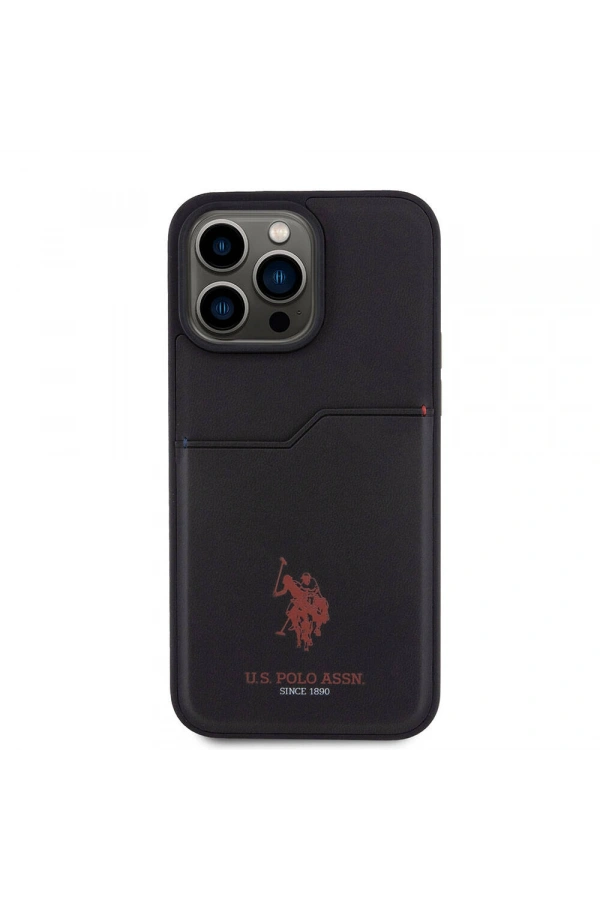 Apple iPhone 15 Pro Max Kılıf U.S. Polo Assn. Orjinal Lisanslı Baskı Logolu PU Kartlıklı Kapak