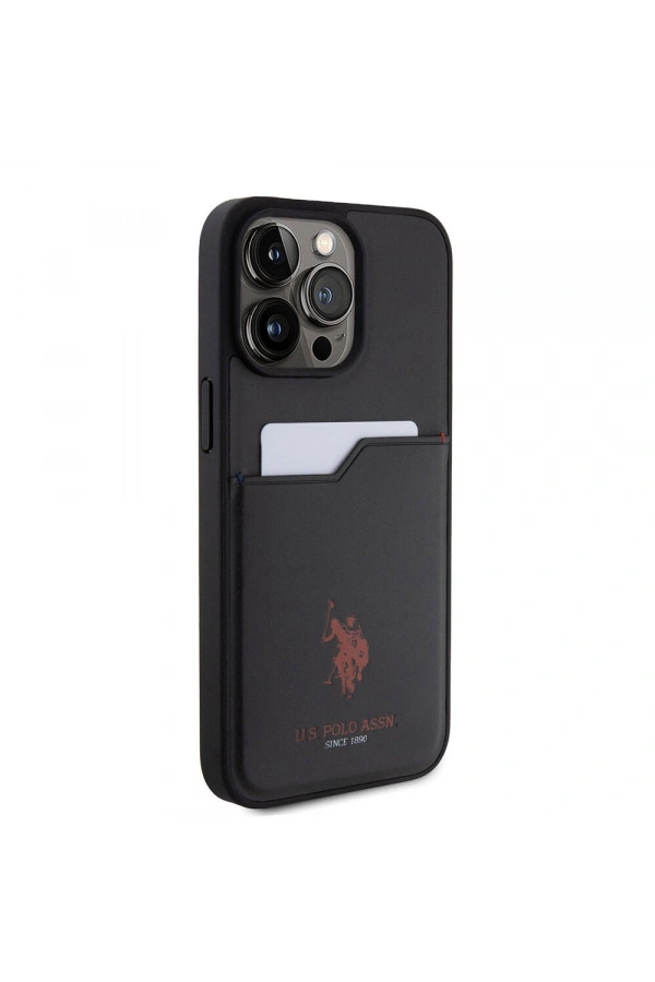 Apple iPhone 15 Pro Max Kılıf U.S. Polo Assn. Orjinal Lisanslı Baskı Logolu PU Kartlıklı Kapak