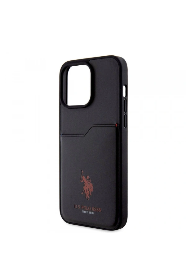 Apple iPhone 15 Pro Max Kılıf U.S. Polo Assn. Orjinal Lisanslı Baskı Logolu PU Kartlıklı Kapak
