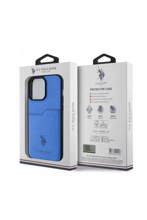Apple iPhone 15 Pro Max Kılıf U.S. Polo Assn. Orjinal Lisanslı Baskı Logolu PU Kartlıklı Kapak