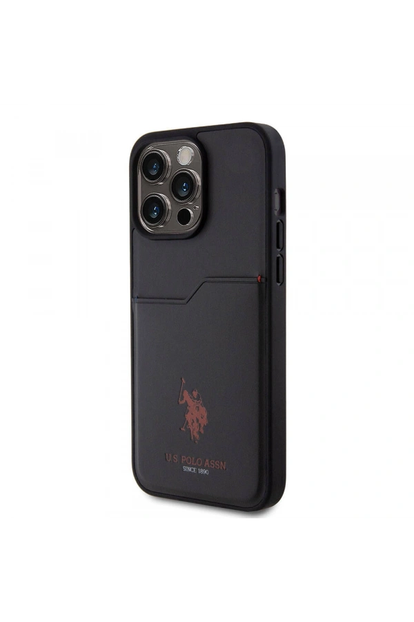 Apple iPhone 15 Pro Max Kılıf U.S. Polo Assn. Orjinal Lisanslı Baskı Logolu PU Kartlıklı Kapak
