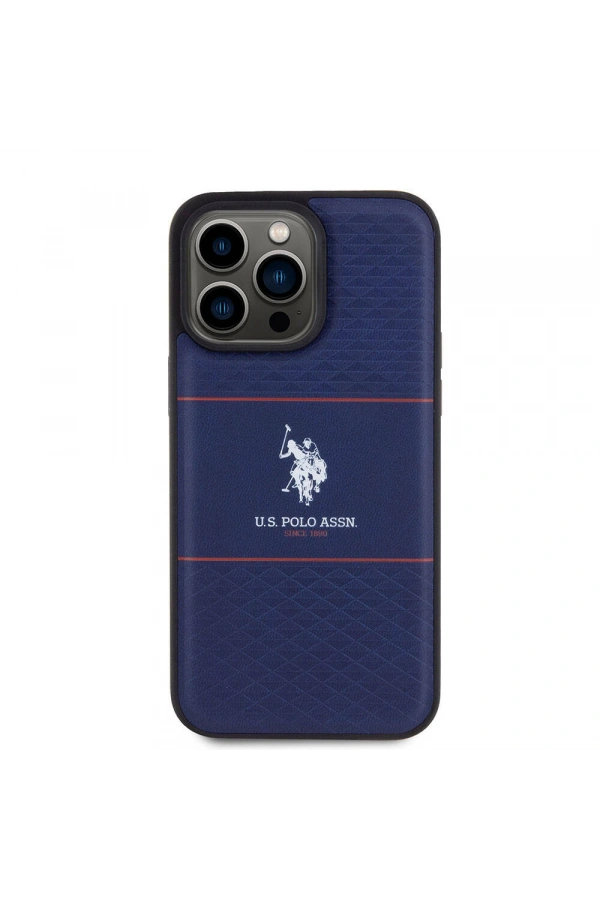 Apple iPhone 15 Pro Max Kılıf U.S. Polo Assn. Orjinal Lisanslı Deri Şeritli Logo Dizayn Kapak